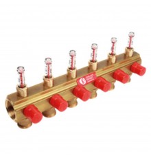 Коллектор Giacomini с отсечными клапанами и расходомерами 1" x 3/4"E /9, R553MY049