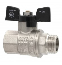 Кран VIEIR шаровый 1/2" ВН, черн. бабочка, никель (120/12) VP221-01