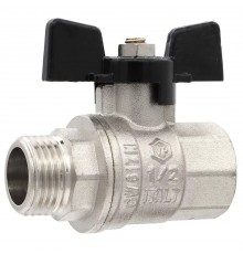 Кран VIEIR шаровый 3/4" ВВ, бабочка, никель, черный (96/12) VP220-02