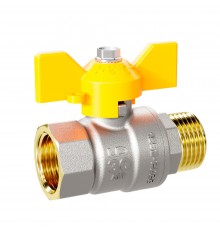 Кран шаровой латунный для газа LD Pride 47.32.В-Н.Б GAS Ду32 Ру25 (бабочка с бир.)