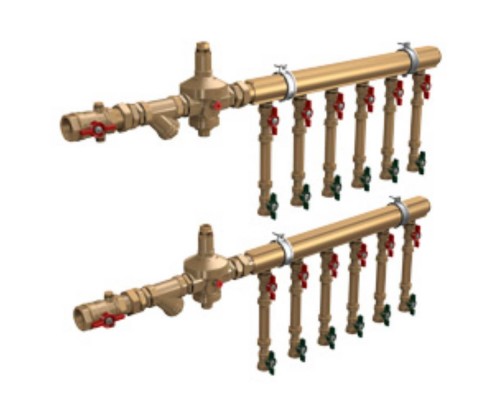 Узел коллекторный Giacomini водоснабжения этажный 1 1/4" x 3/4" /12 зон, GE550Y251