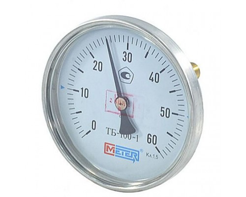 Термометр биметалл ТБ-100-1 60С Дк100 L=60 G1/2" осев Метер
