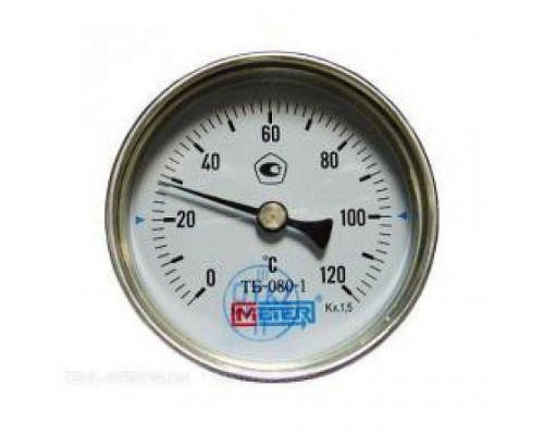 Термометр биметалл ТБ80 120С Дк80 L=100 G1/2" осев Метер