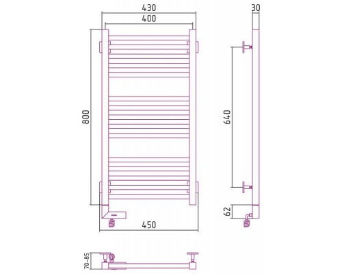 Сунержа Модус 2.0 Полотенцесушитель электрический 40x80h, лев., цвет: мат. белый 30-5600-8040