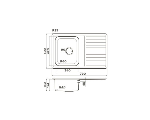 Omoikiri Sagami 79-IN Кухонная мойка нерж. сталь 79x50 см, цвет: нержавеющая сталь 4993735
