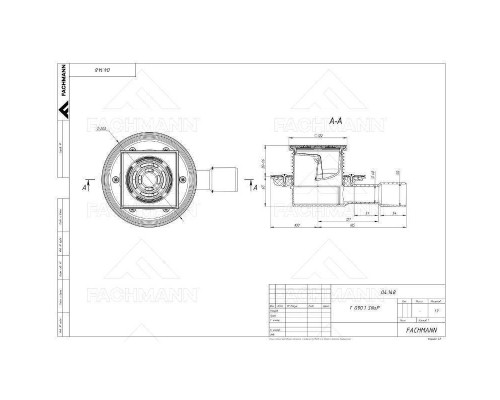 Трап Fachmann 122 x 122 мм T 090.0 SNsP сифон "анти-фрост", выпуск 40/50, метал.фланец, нерж. сталь