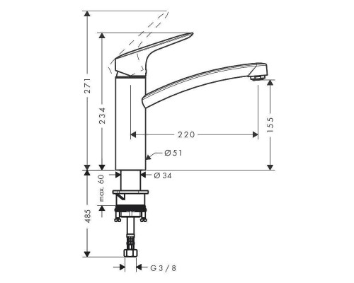 Кухонный смеситель HansGrohe 160 HG Logis однорычажный хром Кухонный смеситель HansGrohe 160 HG Logis однорычажный хром