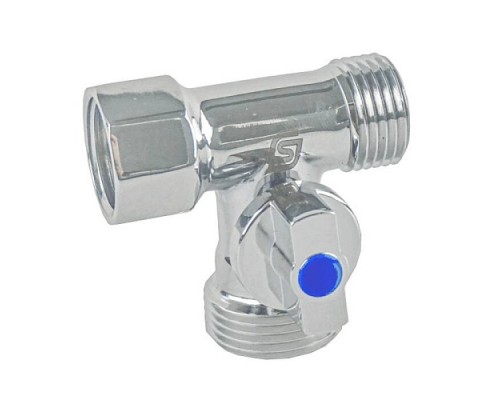 Кран шар лат быт G1/2"х3/4"х1/2" Ру10 м/р SantechSystems