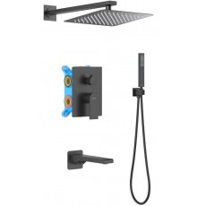AQ1473MB ЛИРА Set 4 в 1 душевой комплект 3 режима, матовый черный AQ1473MB
