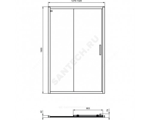 Дверь душевая CONNECT 2 130 бел 6мм Ideal Standard K968501