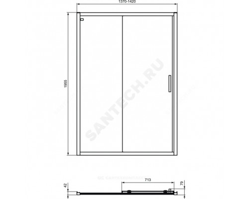 Дверь душевая CONNECT 2 140 бел 6мм Ideal Standard K968601