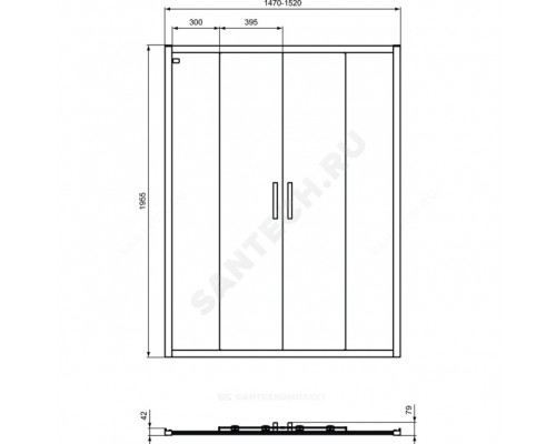 Дверь душевая CONNECT 2 130 бел 6мм Ideal Standard K968501