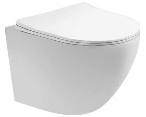 AQ1900-00 ЕВРОПА Унитаз-компакт подвесной безободковый 490360320мм, тонкое сиденье с механизмом плавного закрывания, крепеж AQ1900-00