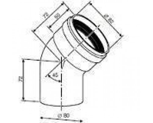 Угловое колено DN80 45°