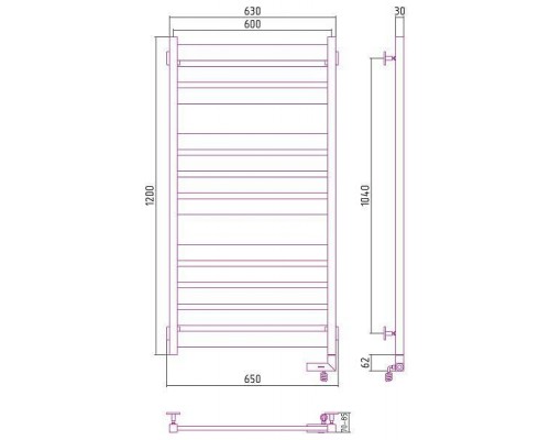 Сунержа Центурион 2.0 Полотенцесушитель электрический 60x120h, прав., цвет: мат. черный 31-5603-1260