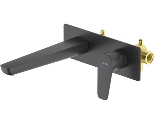 AQ1113MB БЕТТА смеситель для раковины настенный (внешняя и скрытая часть), матовый черный AQ1113MB