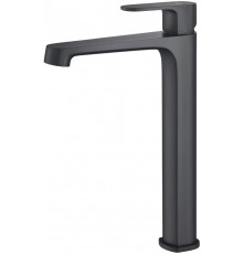 AQ1204MB ОБЕРОН смеситель для раковины высокий 240, без донного клапана, матовый черный AQ1204MB