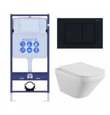 Set AQUATEK ЛИРА (рама AQUATEK Standard INS-0000012 с звукоиз.прокладкой+крепеж KKI-0000002+кнопкаKDI-0000012+унитаз ЛИРА AQ1155-00 с крышкой-сиденьем SET AQUATEK ЛИРА-012 4в1