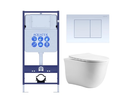 Set AQUATEK КЛАССИК cm (рама AQUATEK Standard INS-0000012 с звукоиз.прокладкой+крепеж KKI-0000002+кнопкаKDI-0000009+унитаз КЛАССИК AQ1112-00 с крышкой SET AQUATEK КЛАССИК cm-009 4в1