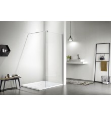 AQ WIW 09020CH Душевая перегородка Walk in с держателем 900x2000 профиль хром, стекло прозрачное AQ WIW 09020CH