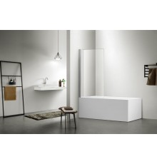 AQ DEL SBA 08015CH Шторка на ванну, одноэлементная, поворотная 800X1500 профиль хром, стекло прозрачное AQ DEL SBA 08015CH