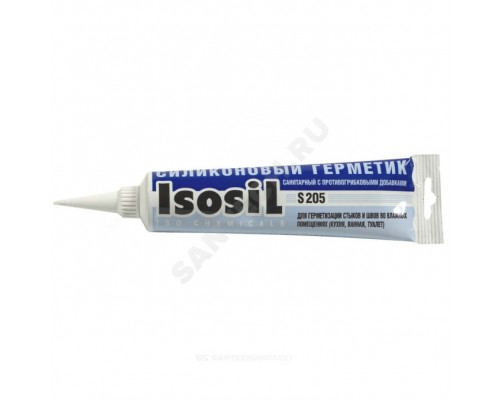 Герметик силикон санитарный 115мл белый S205 Isosil