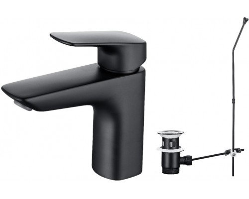 AQ1011MB ВЕГА смеситель для раковины 97 с донным клапаном, матовый черный AQ1011MB