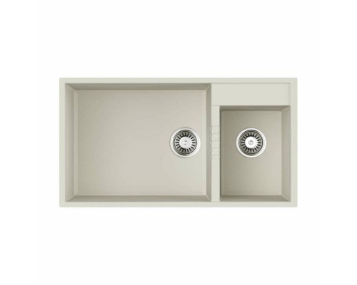 Мойка, OMOIKIRI, Tedori, шгв 850-465-235, отверстия для смесителя-2 промаркированных, чаши-2, цвет-белый