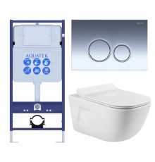 SET AQUATEK ДИВА-018 4в1 (рама AQUATEK Standard INS-0000012+ кркпеж KKI-0000002+клавиша KDI-0000018+унитаз ДИВА AQ2012-00 с тонким сиденьем soft-close SET AQUATEK ДИВА-018 4в1