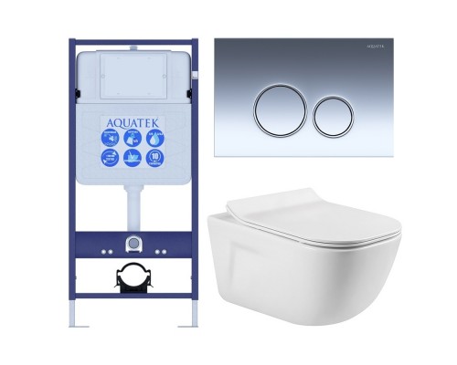 SET AQUATEK ДИВА-018 4в1 (рама AQUATEK Standard INS-0000012+ кркпеж KKI-0000002+клавиша KDI-0000018+унитаз ДИВА AQ2012-00 с тонким сиденьем soft-close SET AQUATEK ДИВА-018 4в1
