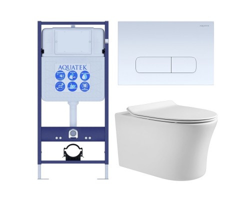 SET AQUATEK НИКА-013 4в1 (рама AQUATEK Standard INS-0000012+крепеж KKI-0000002+клавиша KDI-0000013+унитаз НИКА AQ2009-00 с тонким сиденьем soft-close) SET AQUATEK НИКА-013 4в1