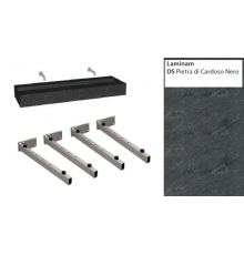 Столешница, ARBI, Free, шгв 1699.9-505-185, вырез под смеситель-отсутствует, Laminam, цвет-Pietra di Cardoso Nero, с 4-мя настенными кронштейнам