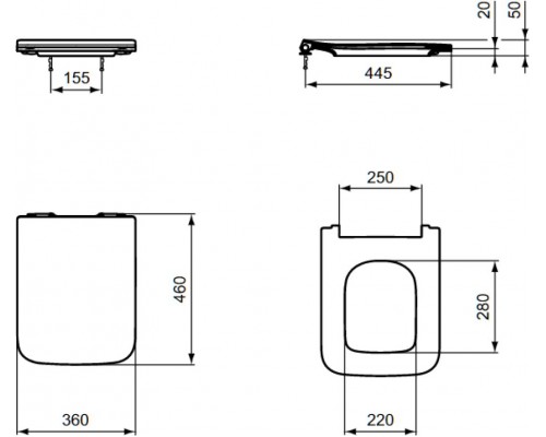 T521101 BLEND CUBE Сиденье и крышка стандарт, тип SANDWICH/SLIM, дюропласт, легкосъемное (шарниры Easy Take Off), с функцией плавного закрытия T521101