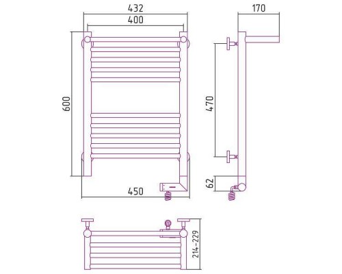 Сунержа Богема 2.0 Полотенцесушитель электрический 40x60h, прав., цвет: без покрытия 00-5207-6040