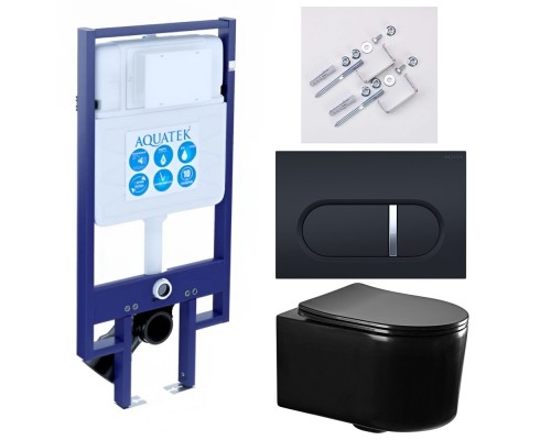 SET AQUATEK МИЯ-MB-045 4в1 (рама AQUATEK Standard INS-0000020+ крепеж KKI-0000002+клавиша KDI-0000045+унитаз AQ2004-MB с тонким сиденьем soft-close SET AQUATEK МИЯ-MB-045 4в1