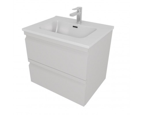 AQ77060-LG Комплект мебели: Тумба 60см ВЕГА с раковиной AQ0460-00, 2 ящика, цвет серый туман AQ77060-LG