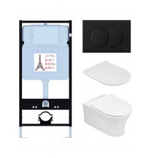 E21731RU-BL Унитаз c инсталляцией Aleo, сиденье тонкое микролифт, клавиша матово черный, (EDAH132-0+E33127-0+E36495-NF+E36496-BL) E21731RU-BL