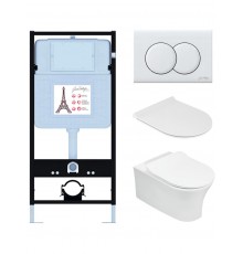 E21731RU-00 Унитаз c инсталляцией Aleo, сиденье тонкое микролифт, панель для двойного смыва, глянцевый белый (E36495-NF+E36496-00+EDAH132-0+E33127-0) E21731RU-00
