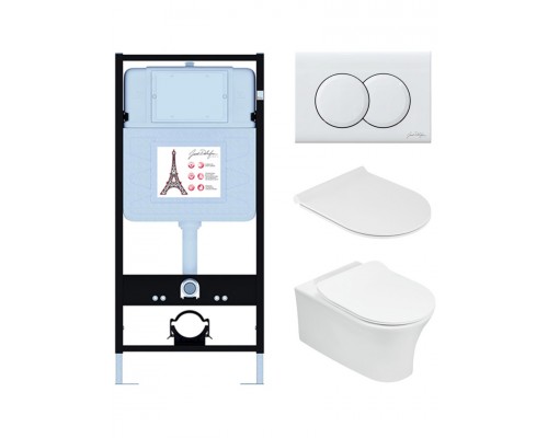 E21731RU-00 Унитаз c инсталляцией Aleo, сиденье тонкое микролифт, панель для двойного смыва, глянцевый белый (E36495-NF+E36496-00+EDAH132-0+E33127-0) E21731RU-00