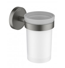 AQ4104BGM ЕВРОПА стакан с держателем, оружейная сталь (шлиф. черный хром) AQ4104BGM