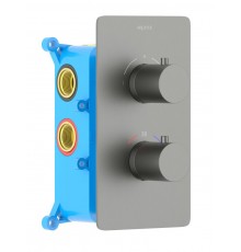 AQ1392BGM ЕВРОПА термостатический смеситель для ванны 2 режима (внешняя и скрытая часть), оружейная сталь (шлиф. черный хром) AQ1392BGM