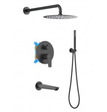 AQ1173MB БЕТТА Set 4 в 1 душевой комплект 3 режима, матовый черный AQ1173MB