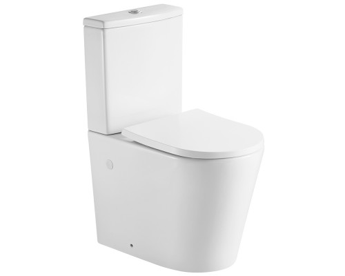 AQ1273ST-00 ОБЕРОН Унитаз напольный безободковый TORNADO с бачком 600365810мм, горизонтальный выпуск, тонкое сиденье с механизмом sc, крепеж AQ1273ST-00