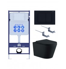 Set AQUATEK ВЕГА (рама AQUATEK Standard INS-0000012 с звукоиз.прокладкой+крепеж KKI-0000002+кнопкаKDI-0000012+унитаз ВЕГА AQ1905-MB с крышкой-сиденьем Set AQUATEK ВЕГА MB-012 4в1