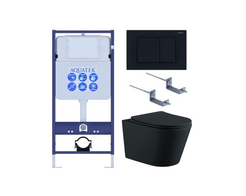 Set AQUATEK ВЕГА (рама AQUATEK Standard INS-0000012 с звукоиз.прокладкой+крепеж KKI-0000002+кнопкаKDI-0000012+унитаз ВЕГА AQ1905-MB с крышкой-сиденьем Set AQUATEK ВЕГА MB-012 4в1