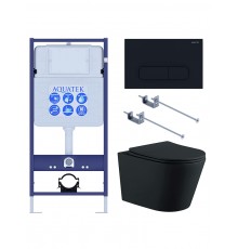 Set AQUATEK ВЕГА (рама AQUATEK Standard INS-0000012 с звукоиз.прокладкой+крепеж KKI-0000001+кнопкаKDI-0000017+унитаз ВЕГА AQ1905-MB с крышкой-сиденьем Set AQUATEK ВЕГА MB-017 4в1