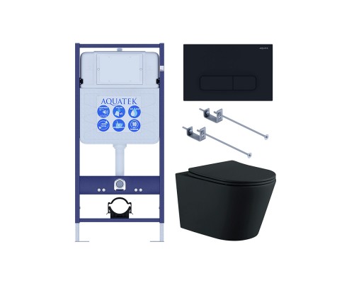 Set AQUATEK ВЕГА (рама AQUATEK Standard INS-0000012 с звукоиз.прокладкой+крепеж KKI-0000001+кнопкаKDI-0000017+унитаз ВЕГА AQ1905-MB с крышкой-сиденьем Set AQUATEK ВЕГА MB-017 4в1