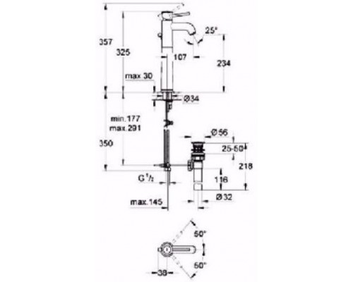 32868000 BauClassic Смеситель однорычажный для раковины, свободностоящий, хром 32868000