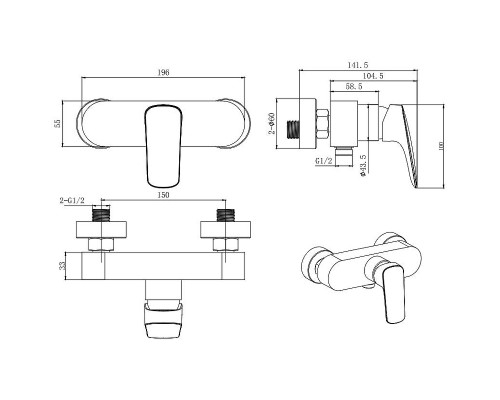 AQ1060MB ВЕГА смеситель для душа, матовый черный AQ1060MB