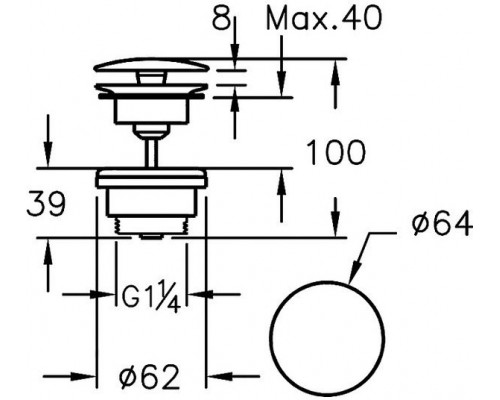 A45148 Донный клапан для раковин б/перел. (не нажимной) A45148